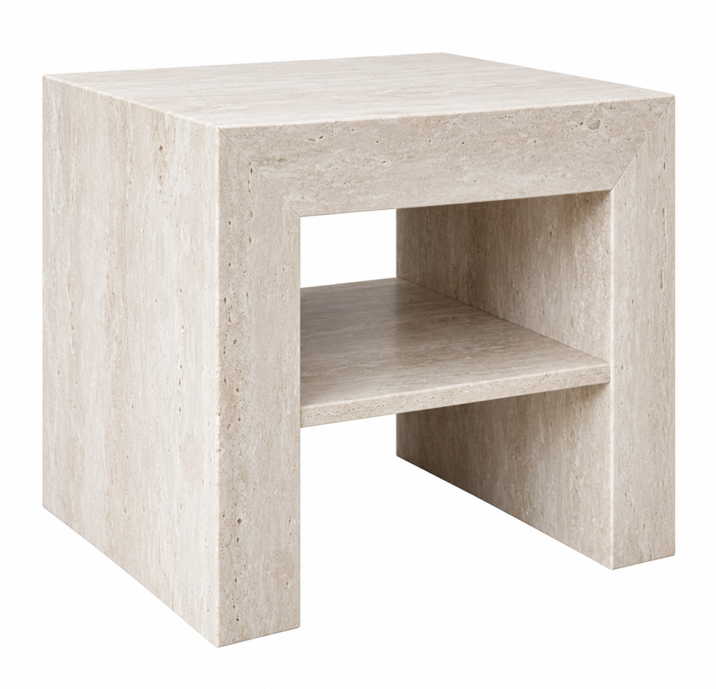 Mesa auxiliar de travertino minimalista
