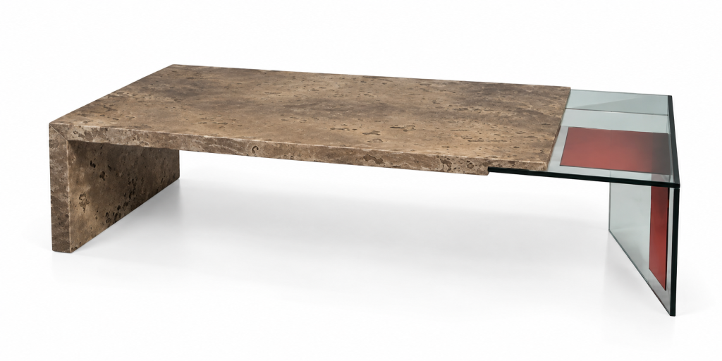 Mesa de centro de piedra y vidrio pintado Joaquín Moll Luciano