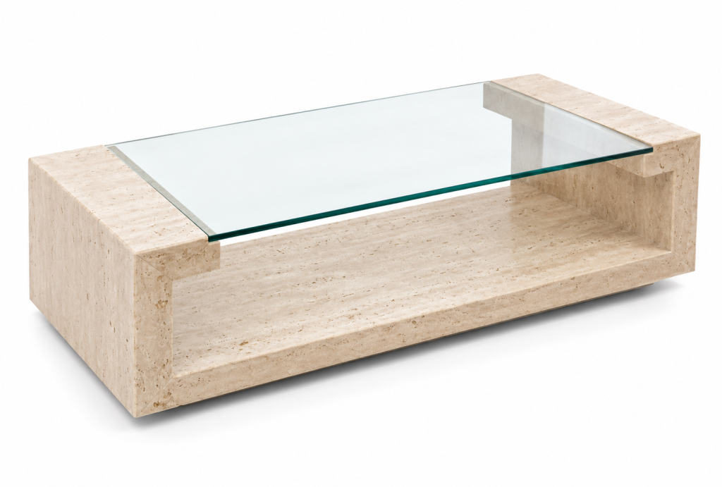 Mesa de centro de travertino y cristal Manila Ces