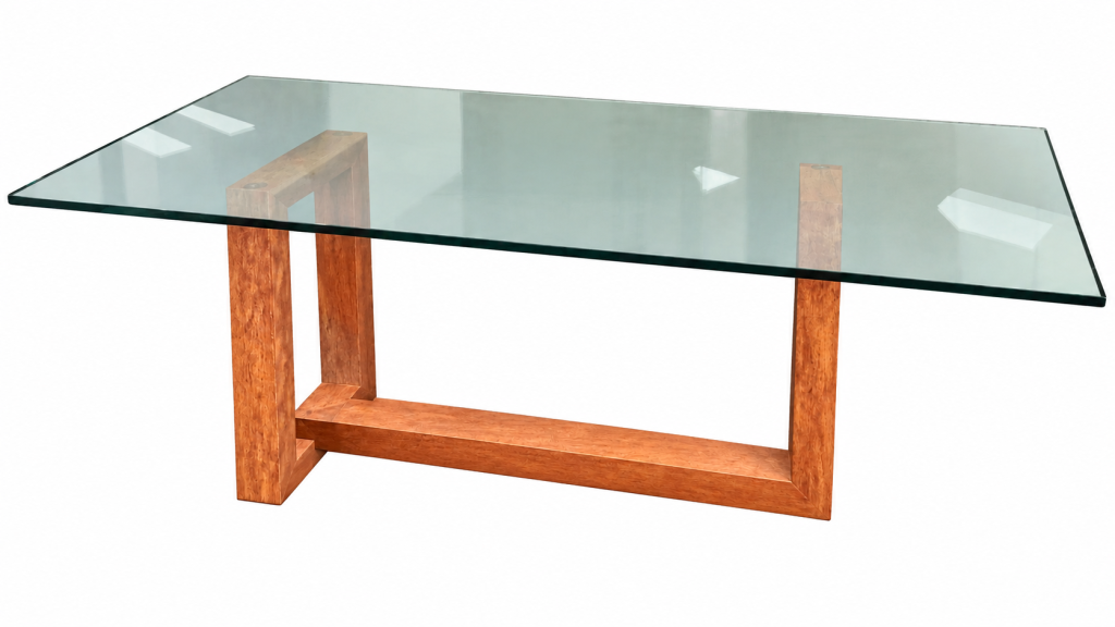 Mesa de comedor de cristal y mármol rojo iraní afgano diseño