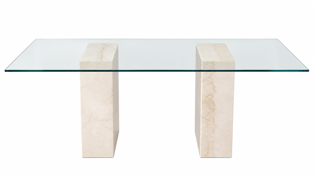 Mesa de comedor de mármol y cristal columnas Boticcino
