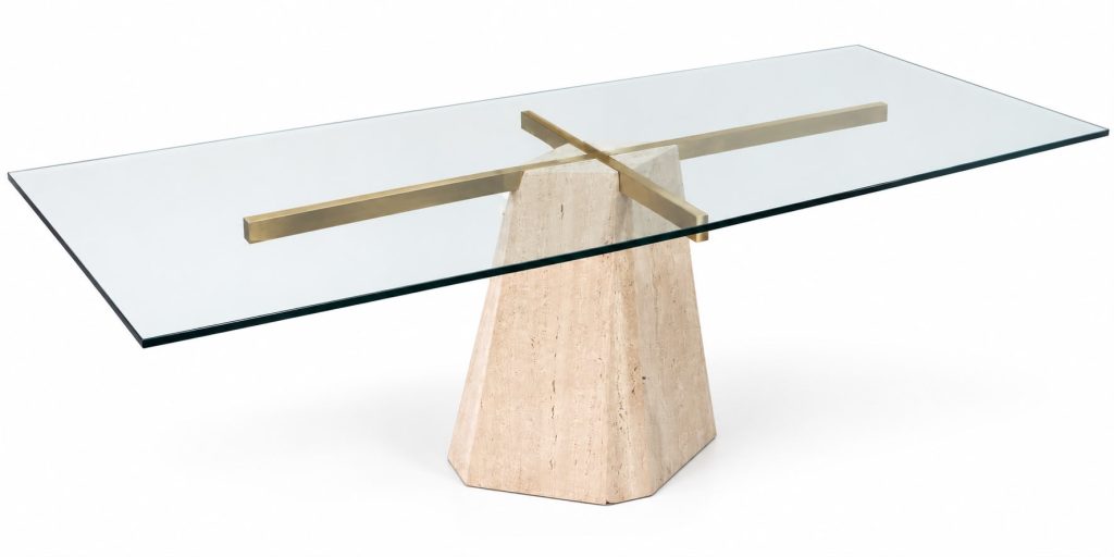 mesa comedor mármol travertino latón outlet segovia madrid fabricación